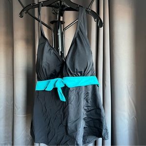 Swimsuits for all Black and Teal Tankini. size 14